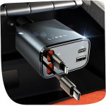 LISEN Retractable Car Charger [69W USB C Car Charger Adapter]
